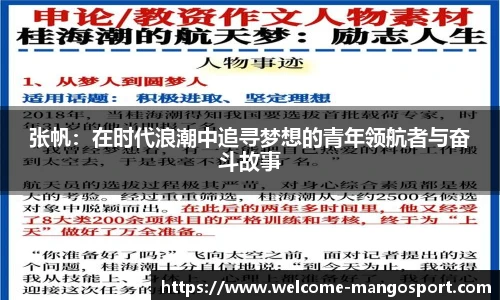 张帆：在时代浪潮中追寻梦想的青年领航者与奋斗故事
